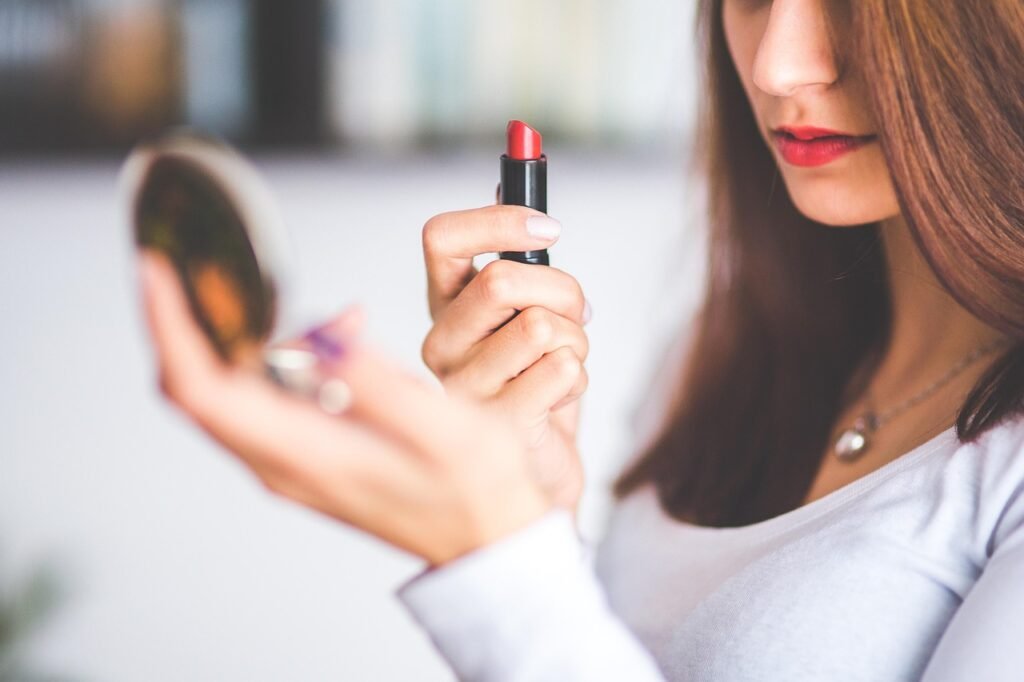 lipstick, lipgloss, lip gloss, lips, red, woman, young, girl, lady, female, makeup, make-up, closeup, brown hair, hair, brown, little mirror, mirror, beauty, lipstick, lipstick, lipstick, lipstick, makeup, makeup, makeup, makeup, makeup, mirror, mirror